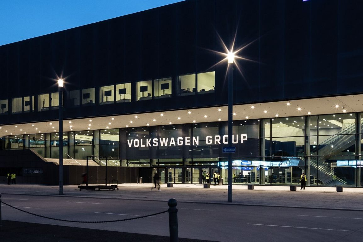 VW Group building in the dark 