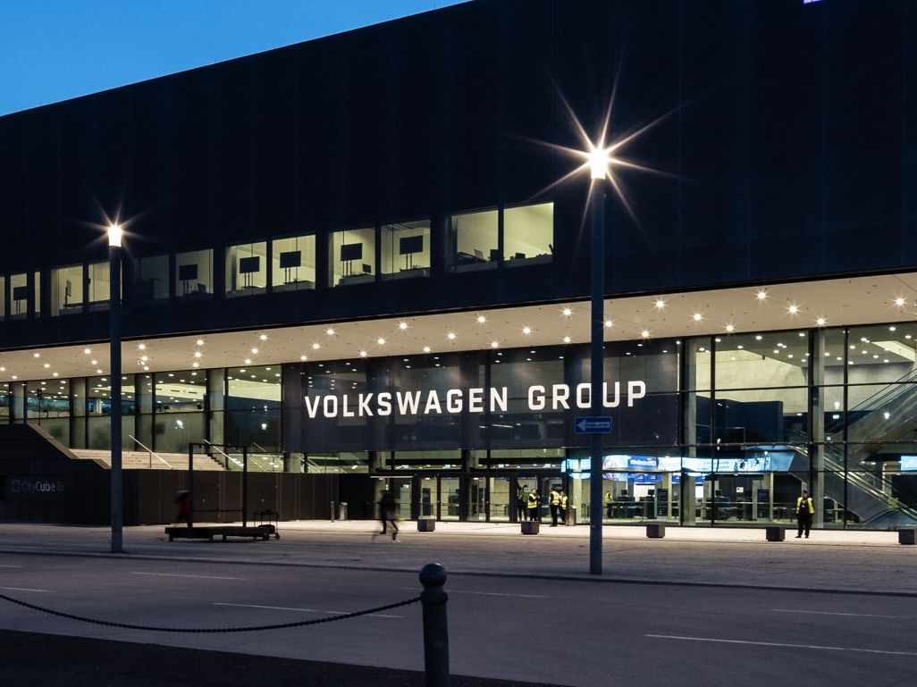 VW Group building in the dark 